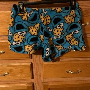 Cookie Monster fuzzy pajama shorts